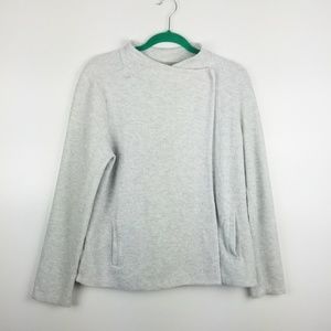 LOFT Lounge Gray Snap Close Sweatshirt Cardigan